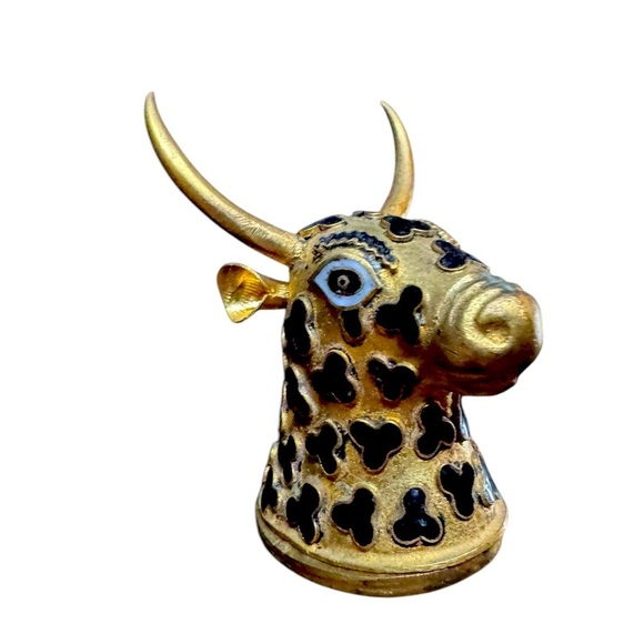 Osiris The Bull Box Bull Ox Jewelry Trinket Box Metal Rare Vintage - Picture 1 of 5